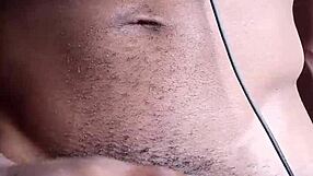 stroking massive black cock leads to cum spilling on the homemade floor