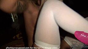 lucky college coed gets interviewed with toys on halloween