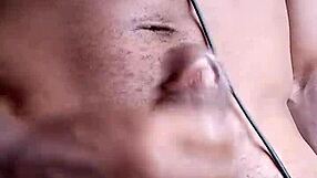 stroking massive black cock leads to cum spilling on the homemade floor