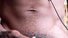 stroking massive black cock leads to cum spilling on the homemade floor