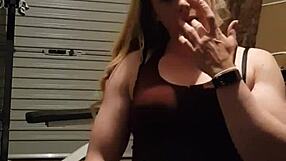 Blonde Milf Strips In Gym Ripping Clothes