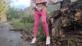 Intense Outdoor Masturbation Near Mountains Leading to Wet Orgasm