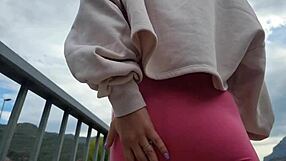 Intense Outdoor Masturbation Near Mountains Leading to Wet Orgasm