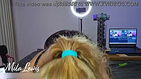 pov blowjob in sexy black lingerie.