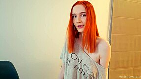 gorgeous redhead girlfriend enjoys a big dick