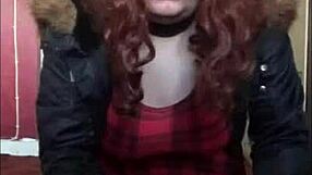 Bisexual crossdresser inserts object in anal pussy and sucks it clean after