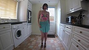 Skinny small 18+ tits rip clothes in striptease