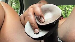 Large sex toy used by amateur woman for car pleasure