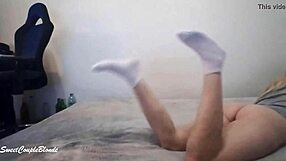 Cute Blonde Miley Grey Shows Sexy Feet in Socks Before Rough Fetish Play. Her Charm and Style Drive Wild Desires.