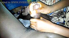 Young Ebony 18+ Gives Rough Handjob to Monster Cock Until He Cums