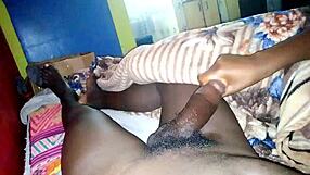 Young Ebony 18+ Gives Rough Handjob to Monster Cock Until He Cums