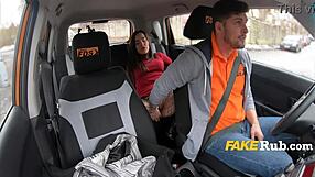 Driving school without panties, hardcore sex in car classroom