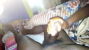 Young Ebony 18+ Gives Rough Handjob to Monster Cock Until He Cums