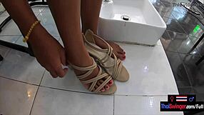 Pedicure For The Asian Teen 18+ Girlfriend And A Footjob By Her Afterwards