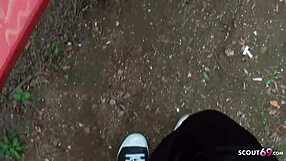 18 year old german teen 18+ persuaded for blowjob on playground for pocket money.