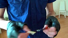 Master enjoys slave licking ass in jeans