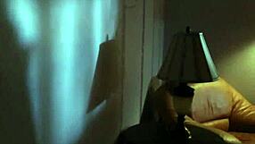 Busty Brett's intriguing masturbation in red high heels contrasts her blonde babe allure.