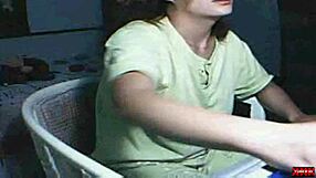 A webcam babe performs in an amateur sex video.