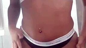 agatha carioca undresses and strips, ripping clothes while cuckold husband watches in the room on webcam