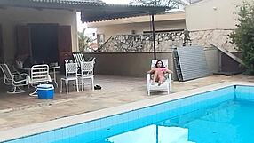 I fucked her in the pool and gave her a delicious cum bath.