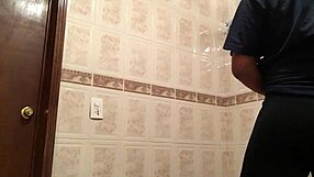 Cross gay trying on leggings in suggestive pose