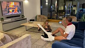 I saw cute girl spread legs in sexy lingerie and fuck boyfriend on cam