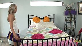 Cheerleader Enjoys Drooling On Thick Cock Before Riding It Hard!