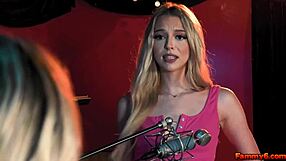 On stage, two attractive stepsisters flaunts passion lesbian encounter