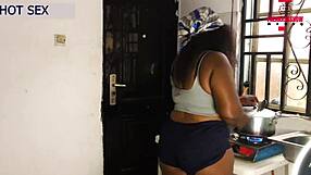 Big ass mama ditches cooking for wild squirt fuck