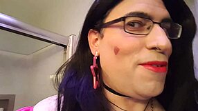 In the background of a photoshoot – a genderfluid photoshoot with an incredibly beautiful shemale model