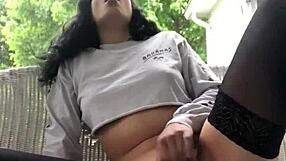 wearing the panties from her panty bank, Young girl plays with an anal toy and gets spend with with a large vaginal toy, until she orgasms