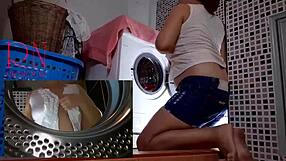 Curvy Housewife Fucked In Washing Machine During Kinky Domination Session With Nude Maid.