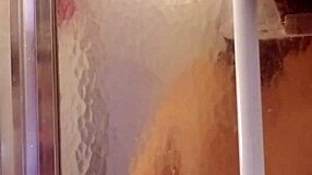 Shy milf showers and shaves her smooth big ass daily.