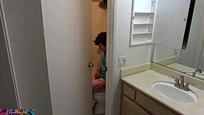 Stepmom and stepson get surprised in the bathroom by each other which leads to a sexual encounter