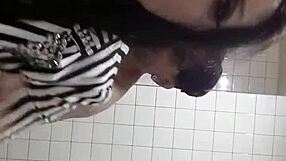 Anal bent over in the public bathroom, or is it a tease?