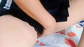 young asian student feels exposed showing pussy on webcam