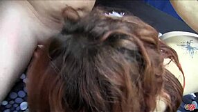 watch this redhead amateur giving a blowjob and getting her ass fucked with a cumshot