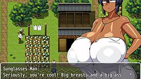 Tanned Natsuki Enjoys Naked Bath in Hentai Game