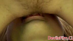 Check out this lesbo babe facesitting her pretty girlfriend with a trimmed pussy close up!