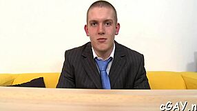 Sexy hunk sucks cock in bareback homo sex blowjob fucking