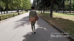 Camel-Toe Teases With Outdoor Toy