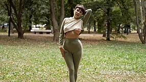 Camel-Toe Teases With Outdoor Toy