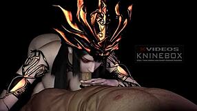 3D Asian Madusa fights in homemade Hentai video by kninebox