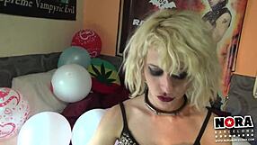 Nora's Balloon Blowjob in Porn