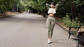 Camel-Toe Teases With Outdoor Toy