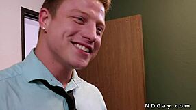 Soccer jock catches coworker rimming him in hot director’s office tease