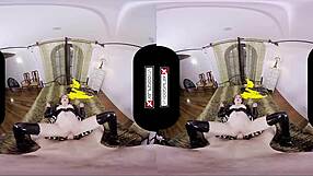 Batgirl cosplay slut feels so excited to fuck you silly in VR goggles with intense blowjob