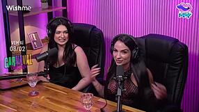 ela enjoyed the party with her friend in lingerie