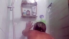 My Brunette Lover's Shower Phone Call Makes Me Cum Like A Horse
