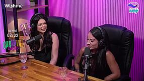 ela enjoyed the party with her friend in lingerie